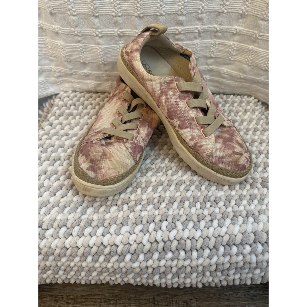 Spenco Orthotic Gored Lace Slip-On Shoes Tie Dye Pink 8 D